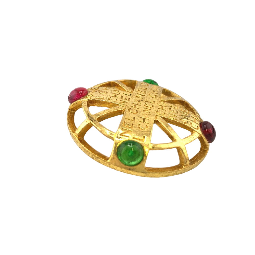 CHANEL Brooch Gold Plated, Color Stone gold Gripoa Women Used