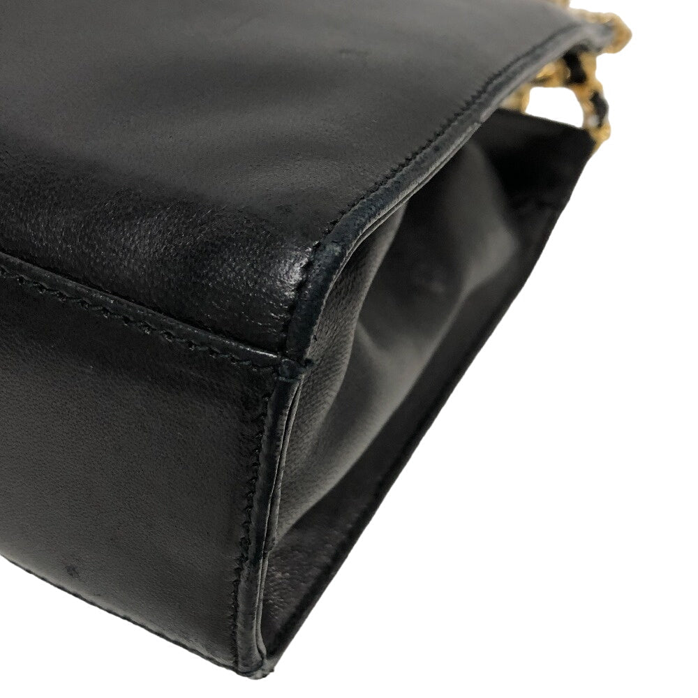 CHANEL Shoulder Bag leather black COCO Mark