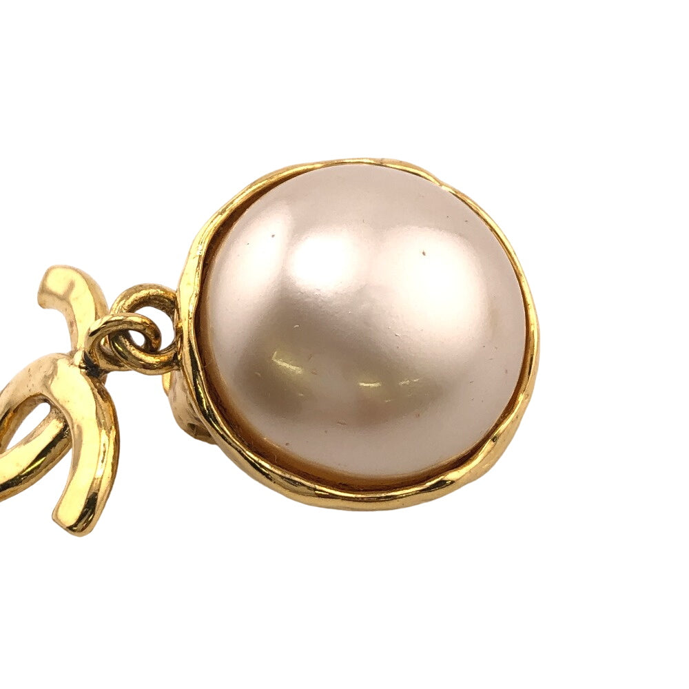 CHANEL Earring Gold Plated gold 94P Fake pearl COCO Mark Women Used