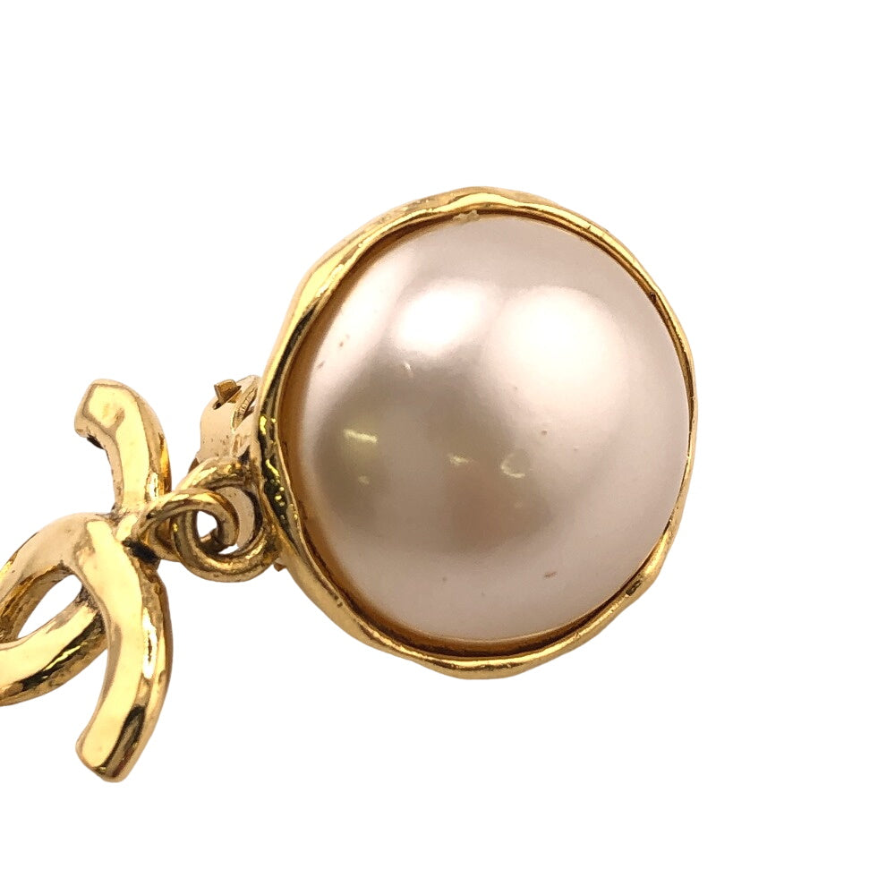 CHANEL Earring Gold Plated gold 94P Fake pearl COCO Mark Women Used