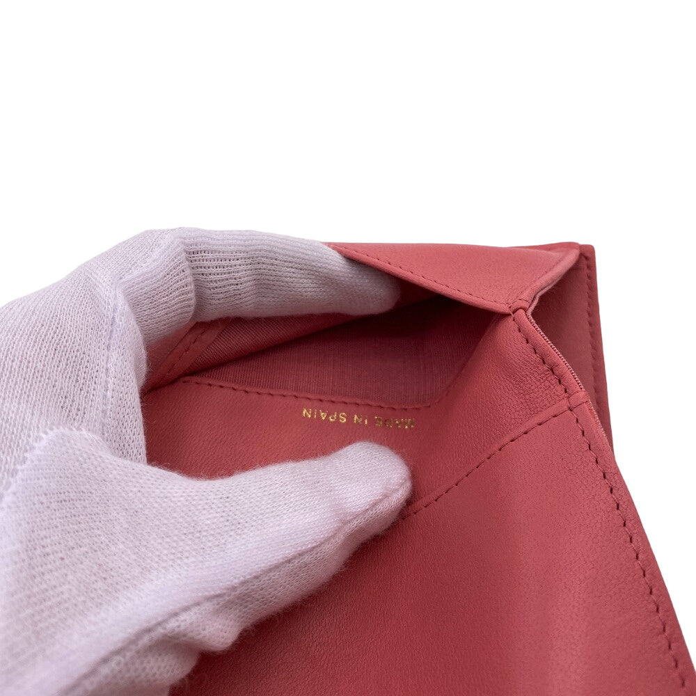 CHANEL Tri-fold wallet lambskin pink COCO Mark Boy chanel Women Used
