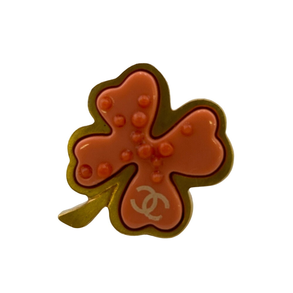 CHANEL Brooch Gold Plated pink 03P PinBrooch Clover Women Used
