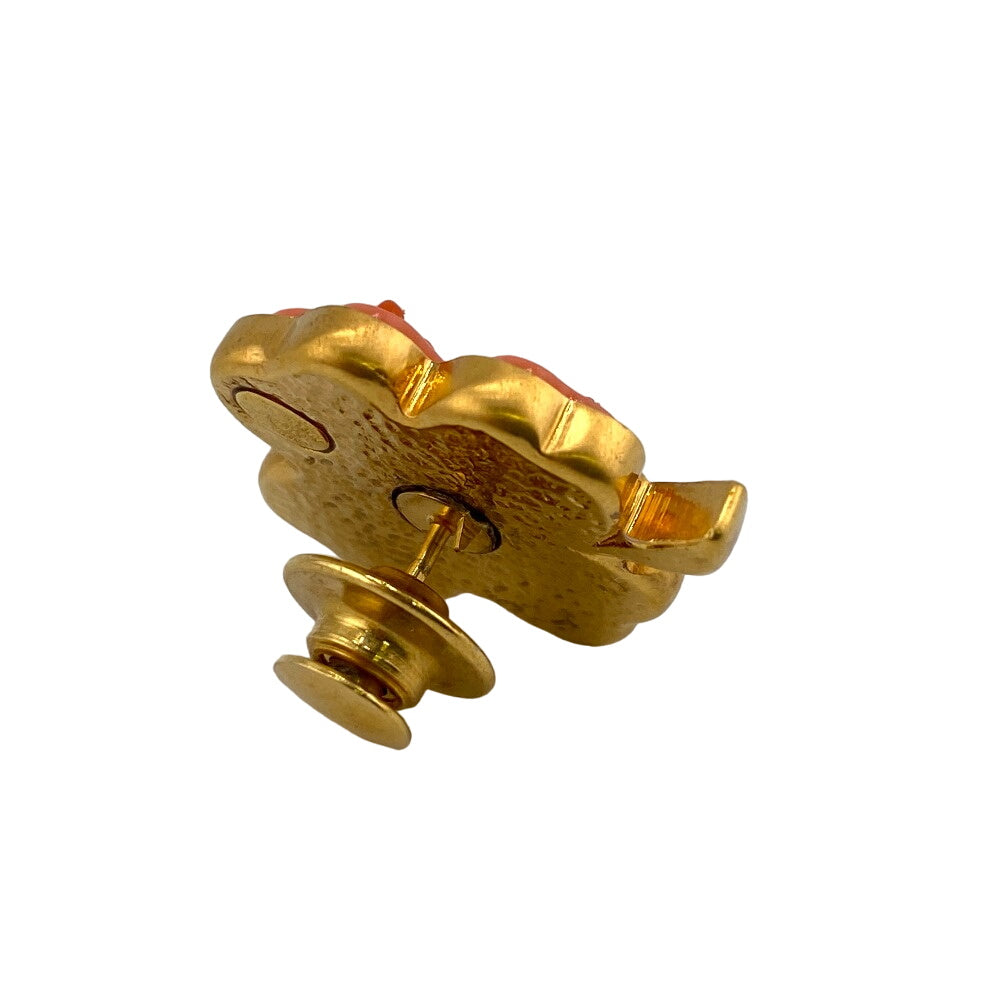 CHANEL Brooch Gold Plated pink 03P PinBrooch Clover Women Used