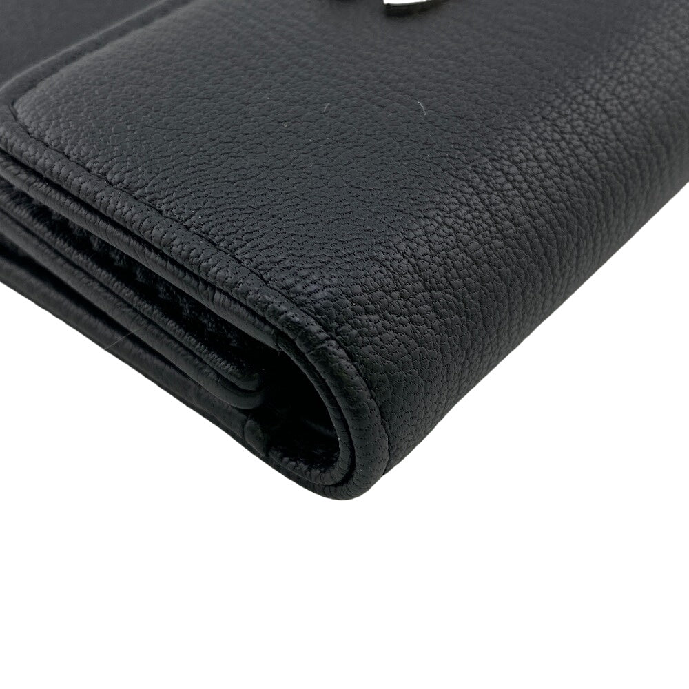 CHANEL Tri-fold wallet lambskin black Bill Compartment COCO Mark Women Used