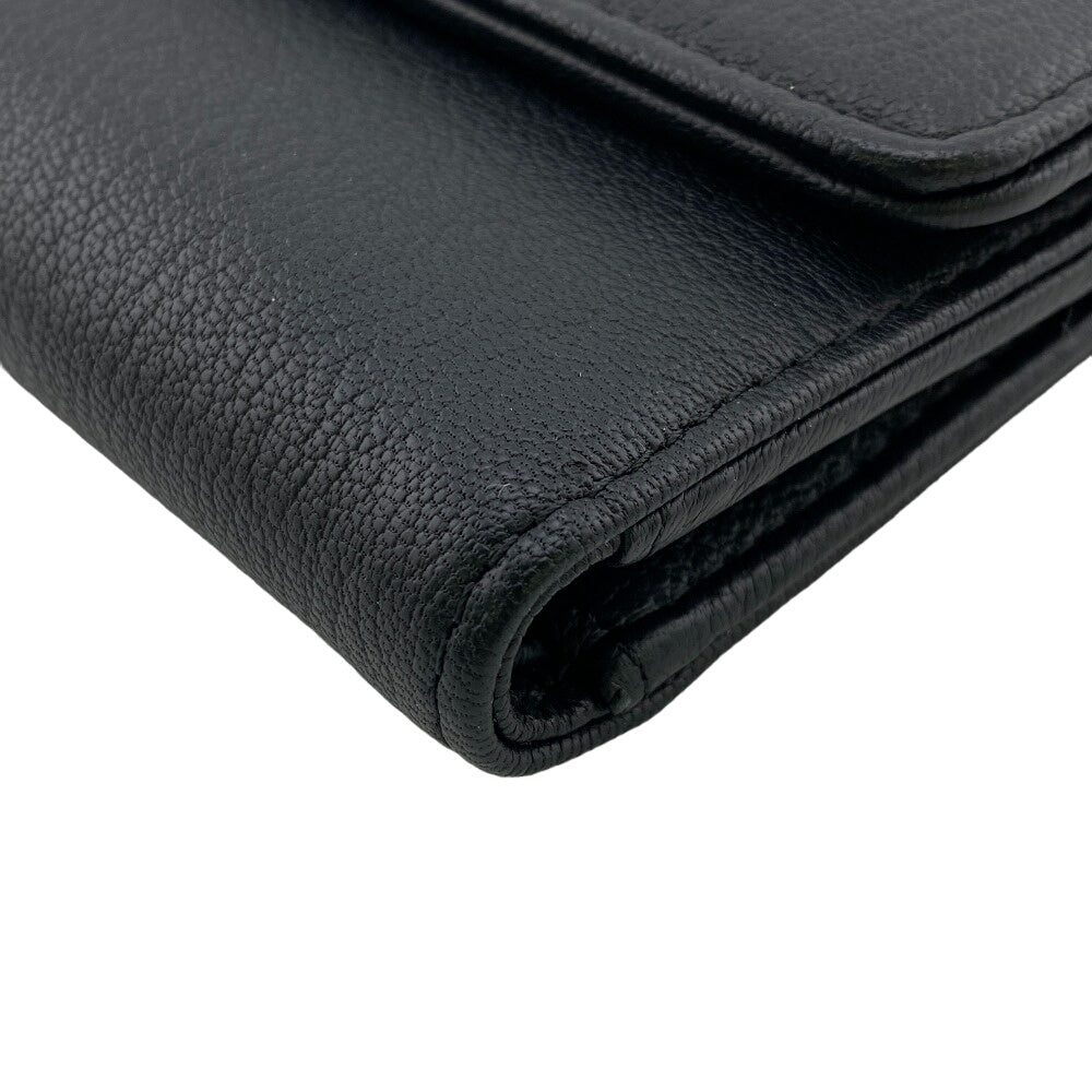 CHANEL Tri-fold wallet lambskin black Bill Compartment COCO Mark Women Used