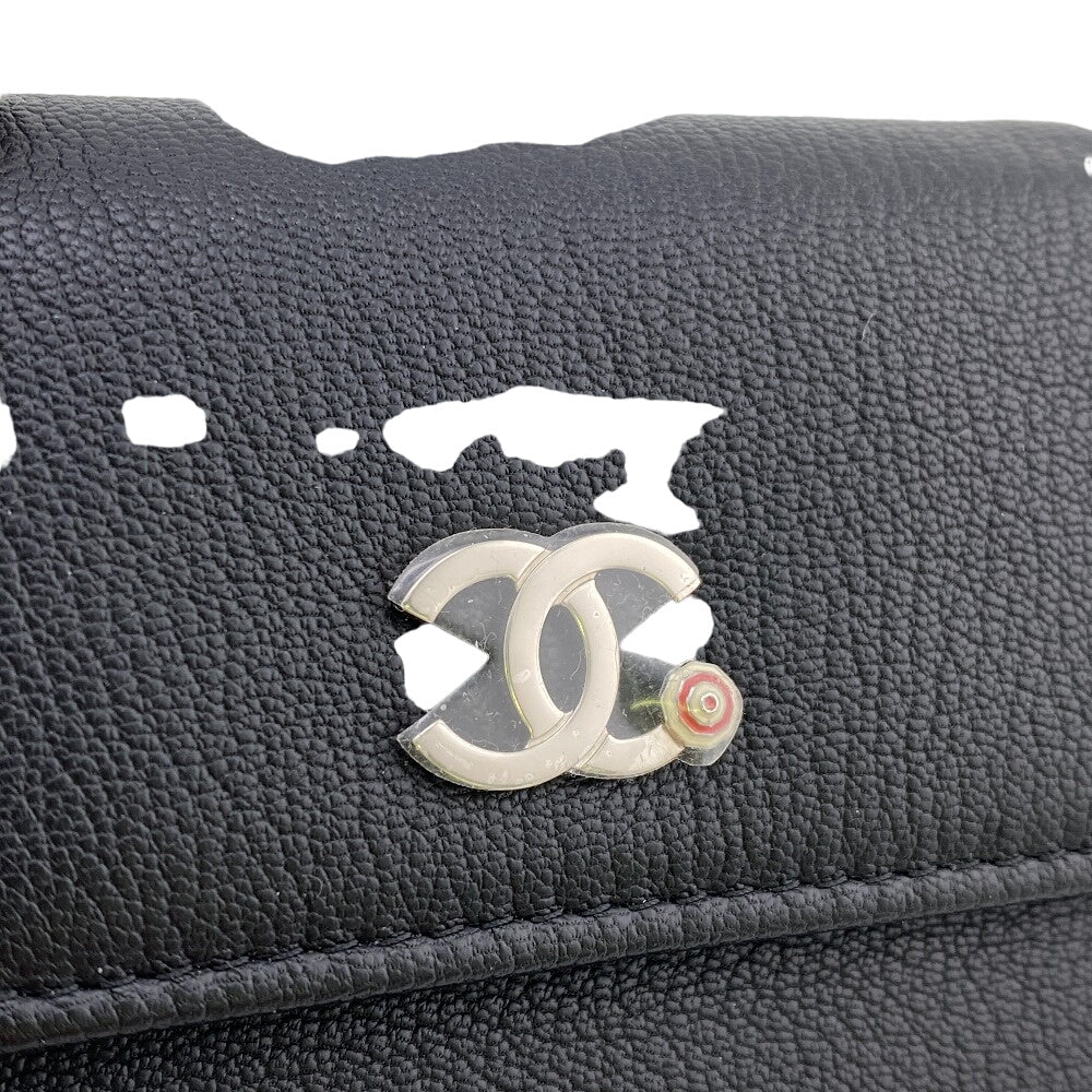 CHANEL Tri-fold wallet lambskin black Bill Compartment COCO Mark Women Used