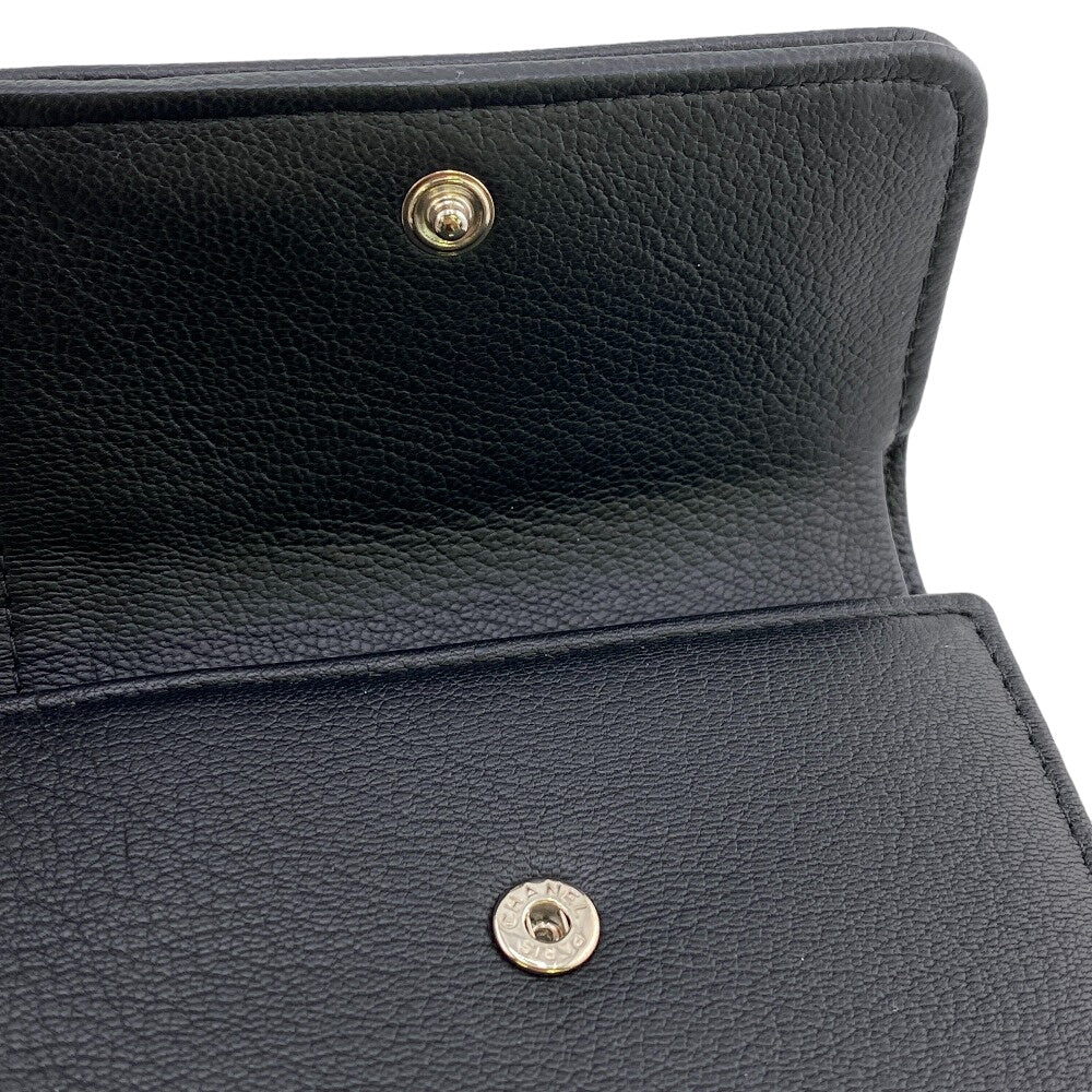 CHANEL Tri-fold wallet lambskin black Bill Compartment COCO Mark Women Used