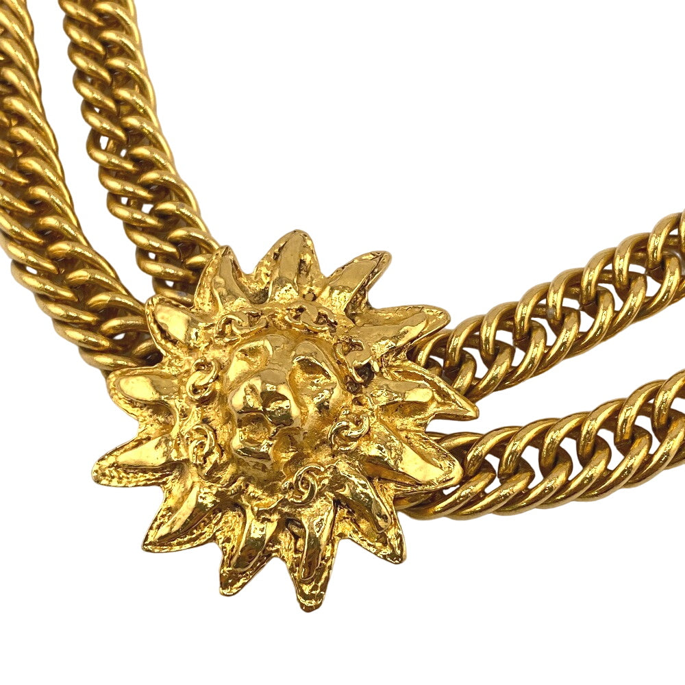CHANEL choker Gold Plated gold Double Chain Necklace Lion motif Women(Unisex) Used