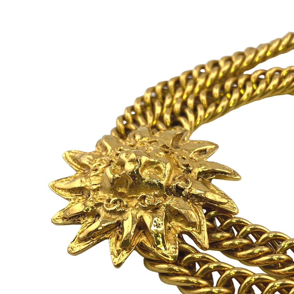 CHANEL choker Gold Plated gold Double Chain Necklace Lion motif Women(Unisex) Used