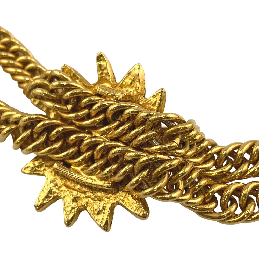 CHANEL choker Gold Plated gold Double Chain Necklace Lion motif Women(Unisex) Used