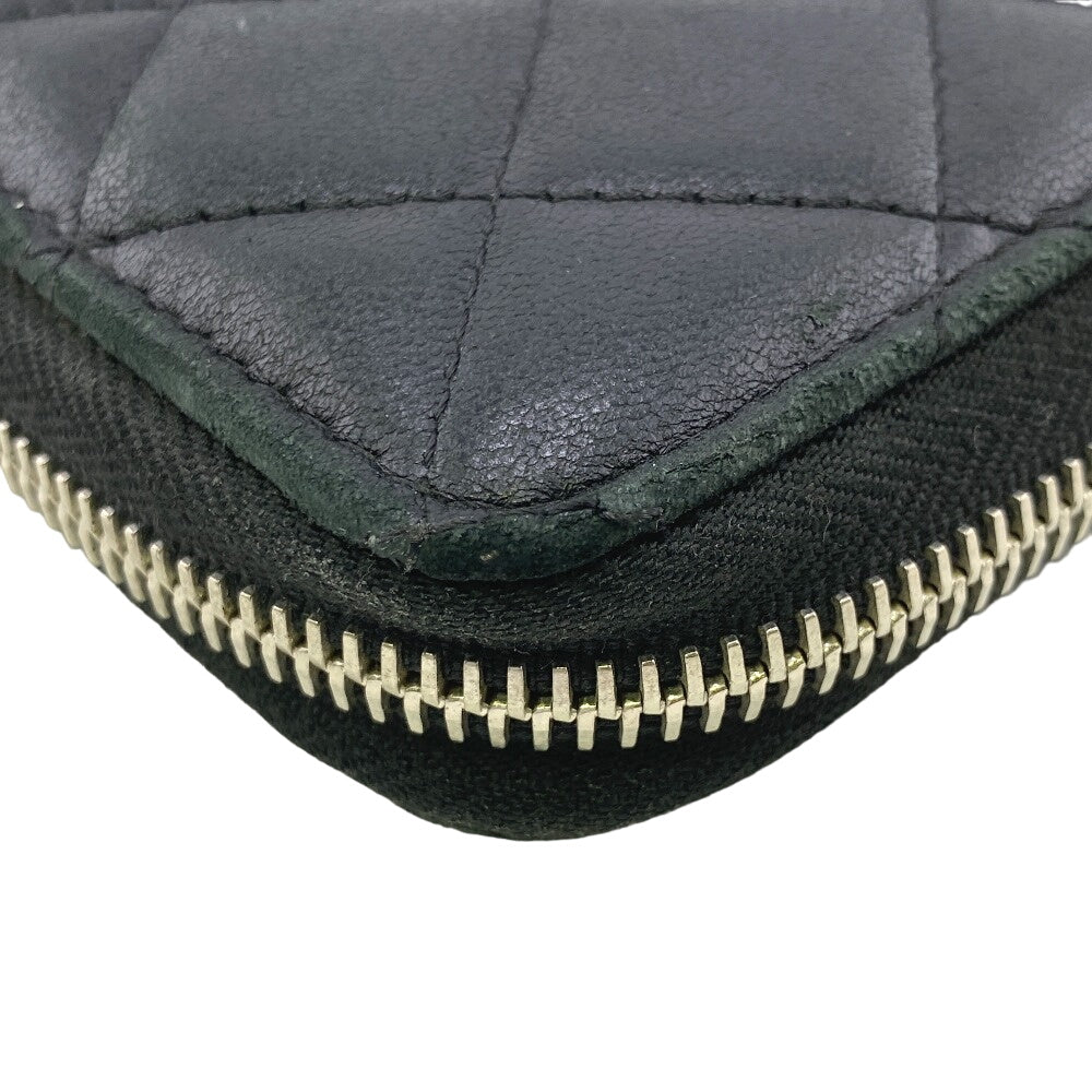 CHANEL Long Wallet Purse lambskin black Matrasse COCO Mark