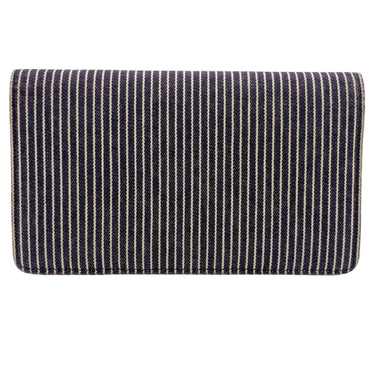 CHANEL Long Wallet Purse Canvas, Leather Navy COCO Mark