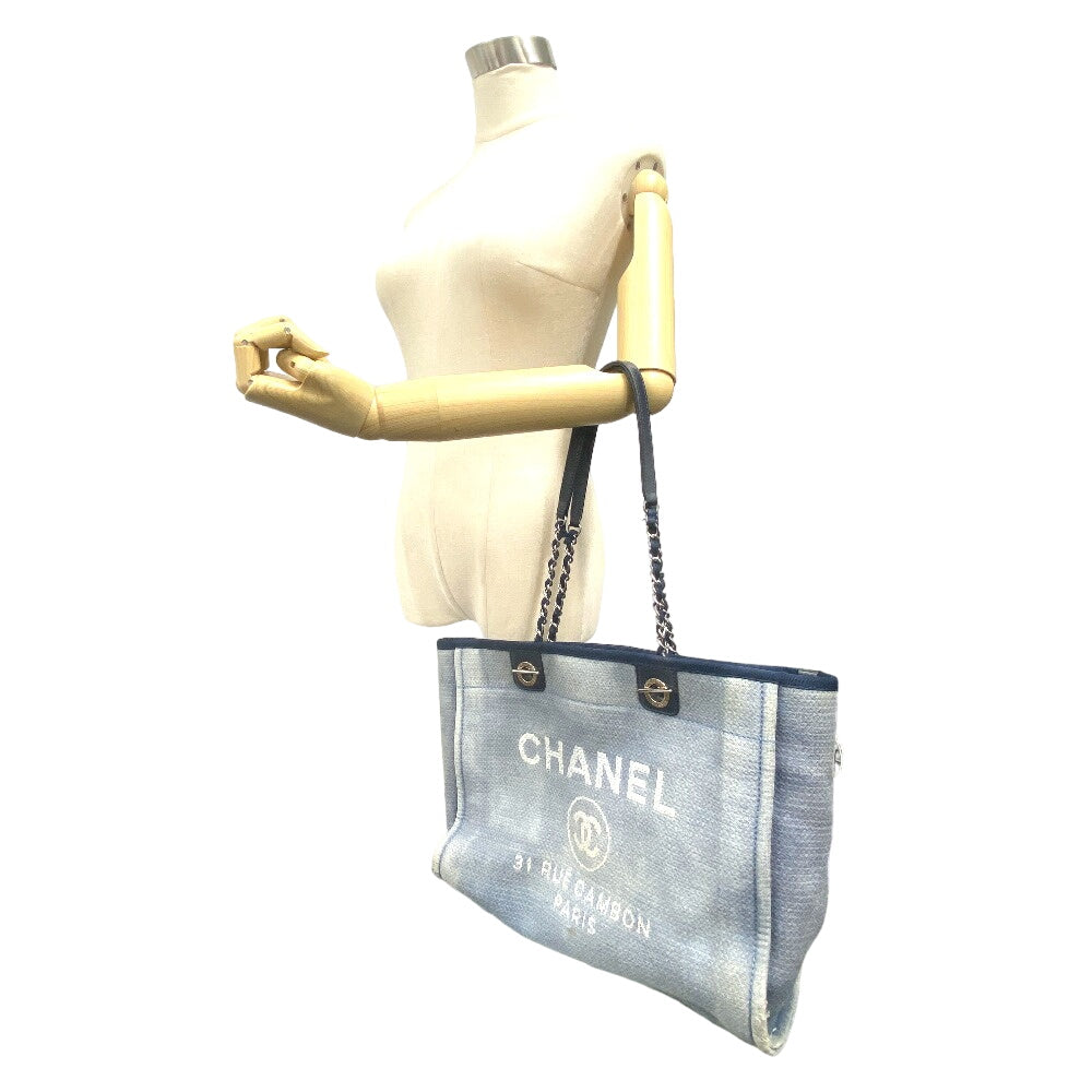 CHANEL Tote Bag canvas Navy DeauvilleMM