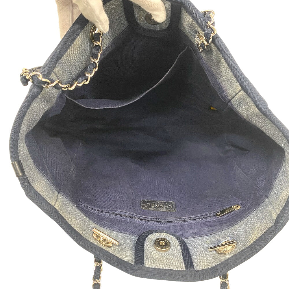 CHANEL Tote Bag canvas Navy DeauvilleMM