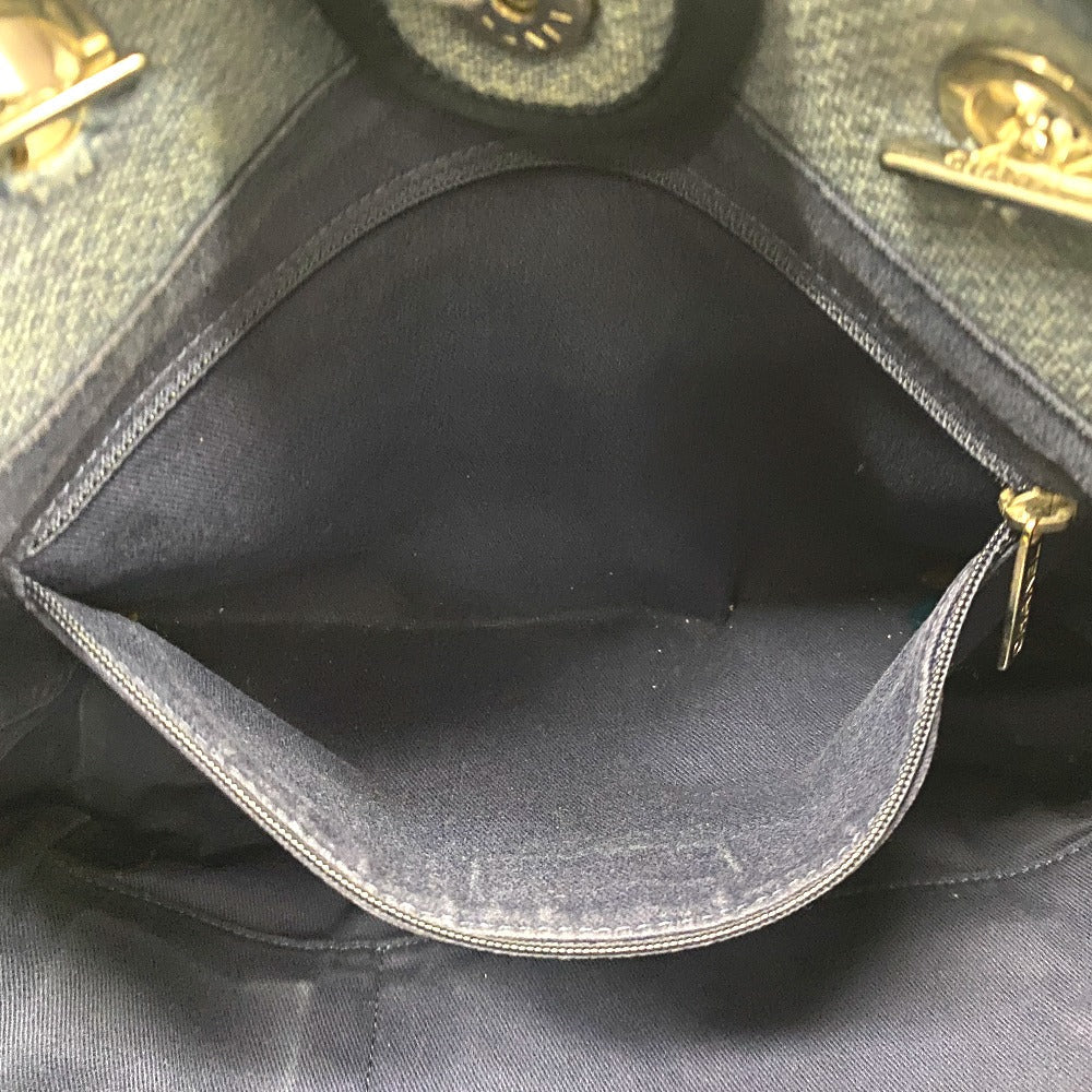 CHANEL Tote Bag canvas Navy DeauvilleMM