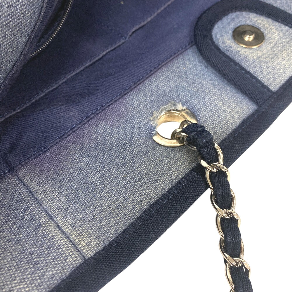 CHANEL Tote Bag canvas Navy DeauvilleMM