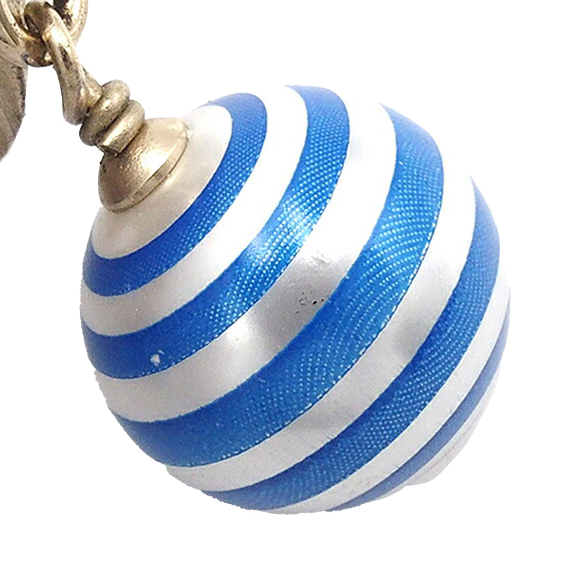Silver Chanel Striped Faux Pearl CC Drop Earrings