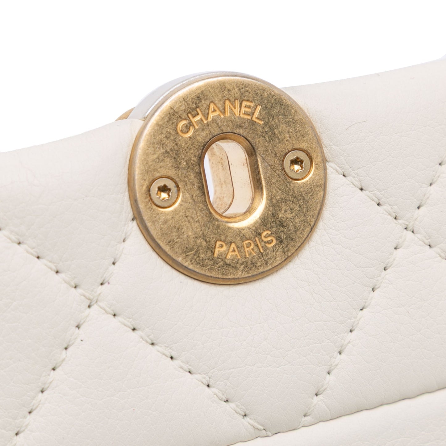 White Chanel Quilted Calfskin Pearl CC Accordion Flap Crossbody Bag