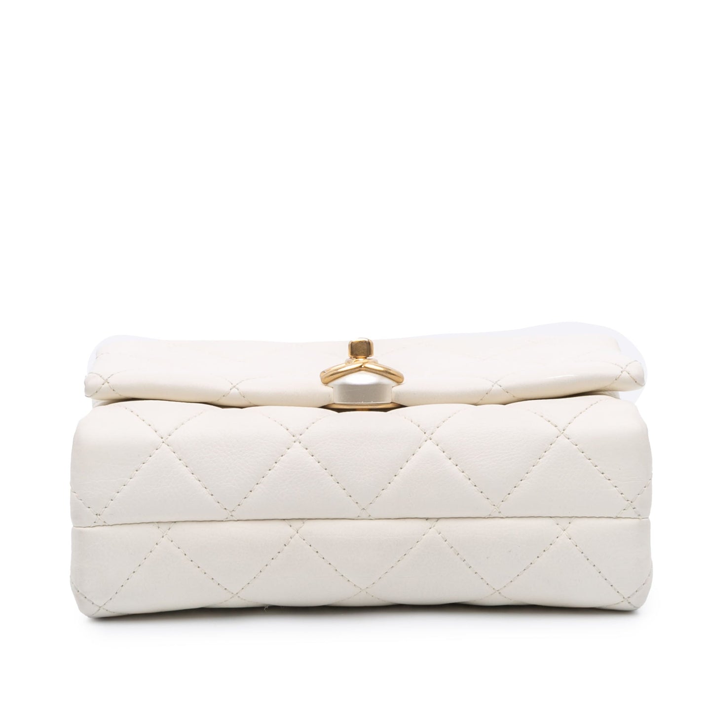 White Chanel Quilted Calfskin Pearl CC Accordion Flap Crossbody Bag
