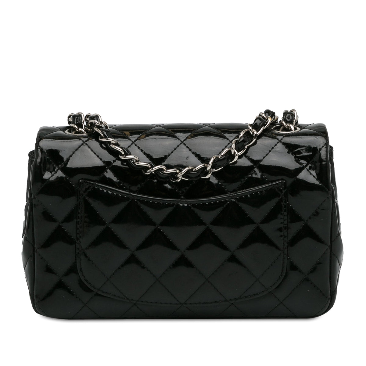 Top Quality Chanel Mini Rectangular Classic Patent Single New Black