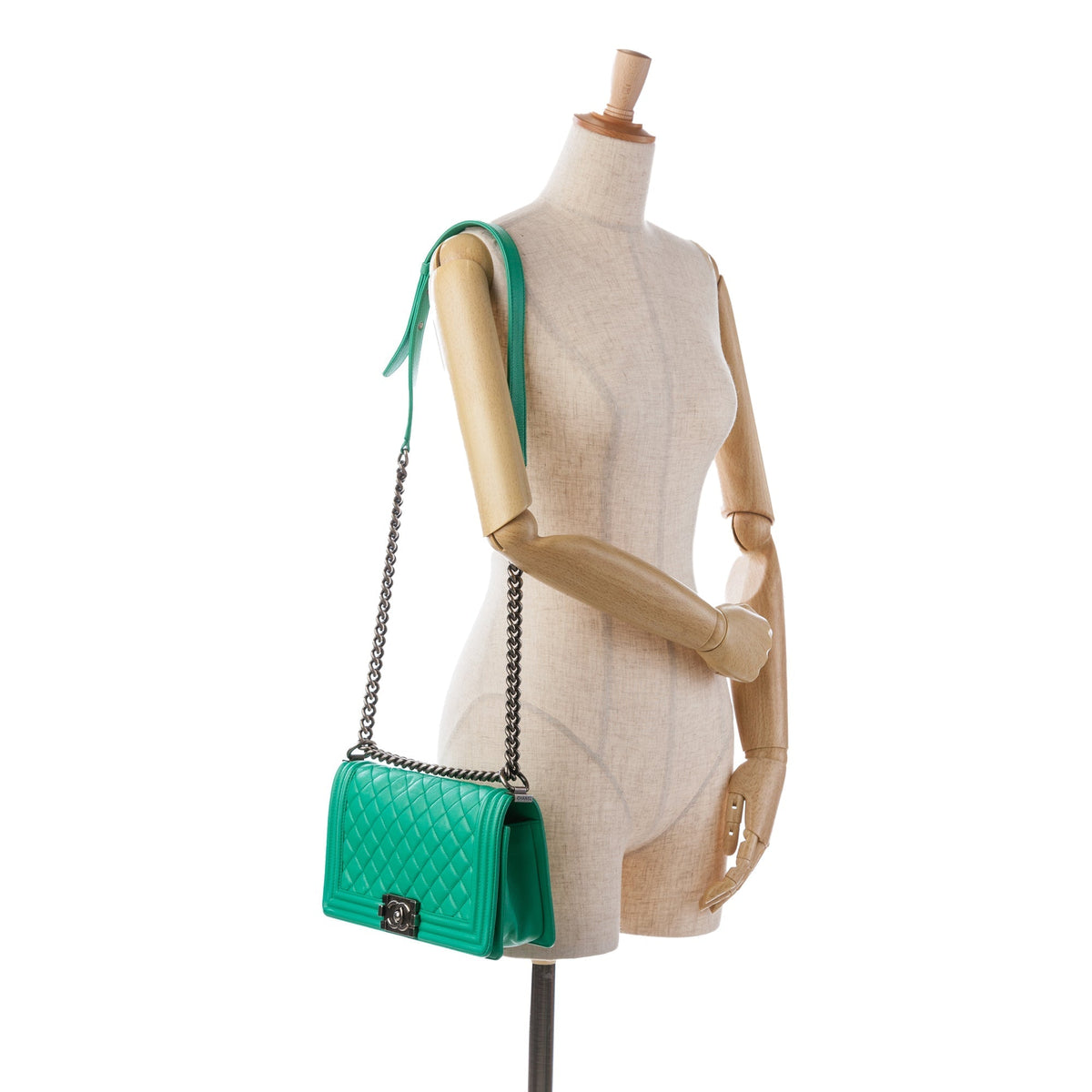 CHANEL Medium Calfskin Boy Flap Green