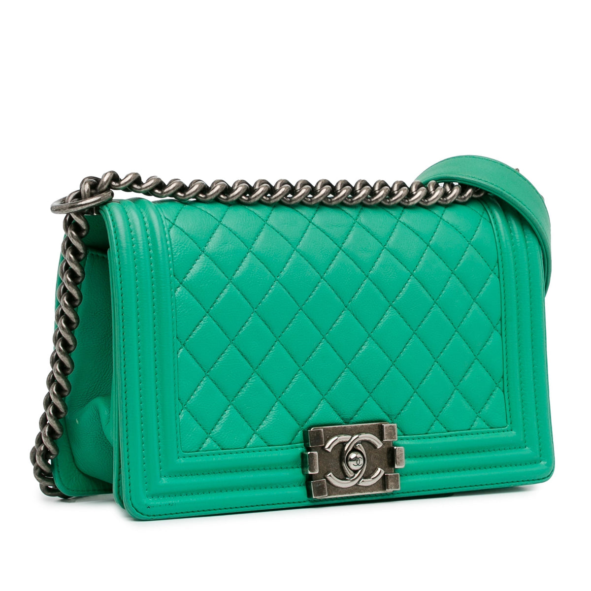 CHANEL Medium Calfskin Boy Flap Green