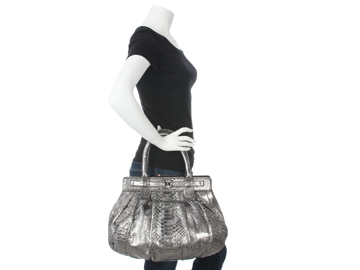 Zagliani Pewter Python Puffy