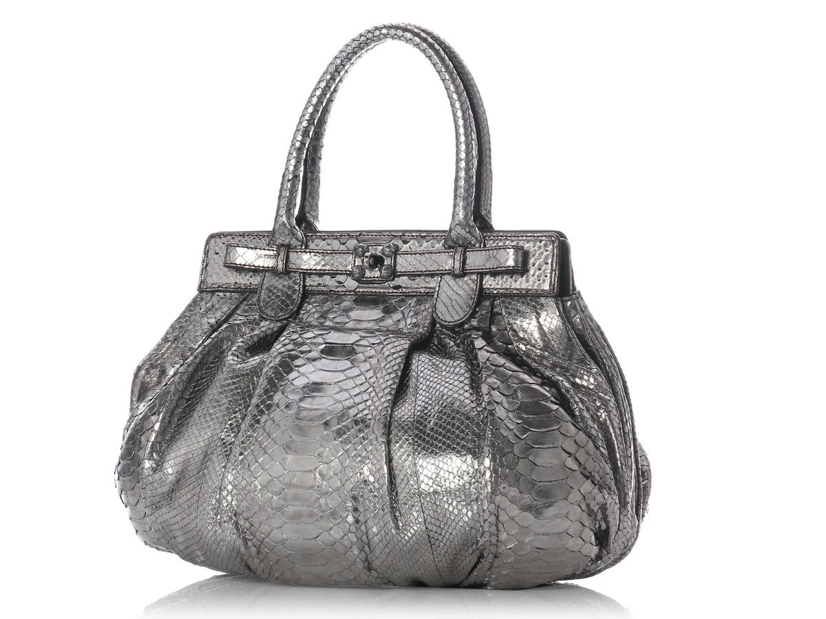 Zagliani Pewter Python Puffy