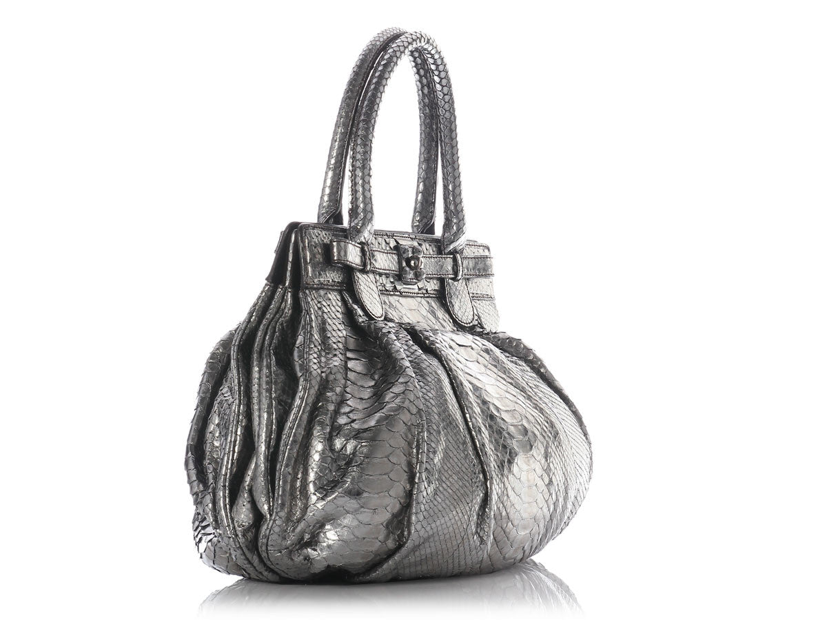 Zagliani Pewter Python Puffy