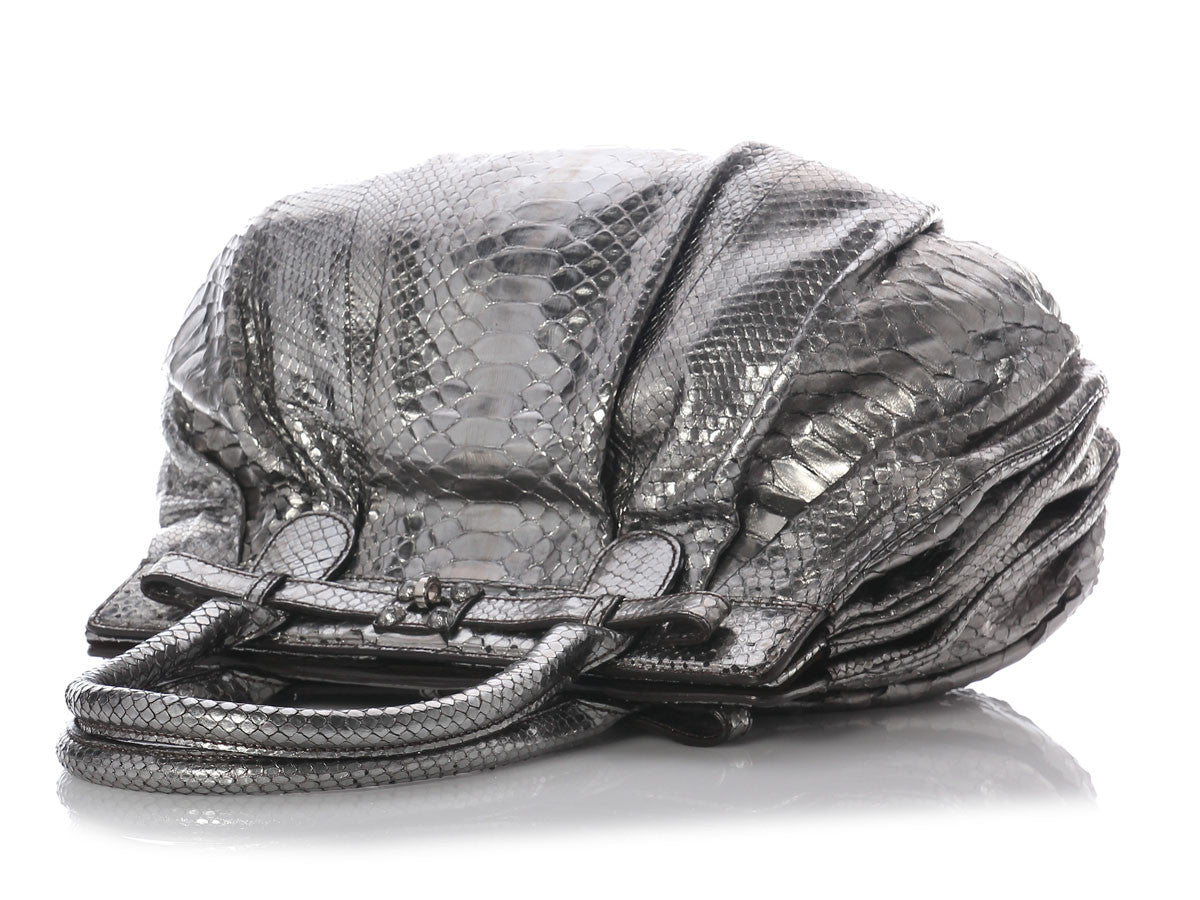 Zagliani Pewter Python Puffy