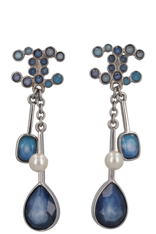 CHANEL CC Drop Earrings Blue