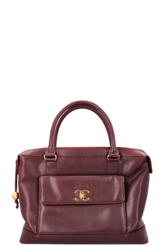 CHANEL Vintage CC Pocket Tote Caviar Bordeaux