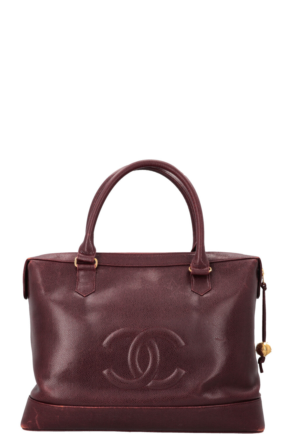 CHANEL Vintage CC Pocket Tote Caviar Bordeaux
