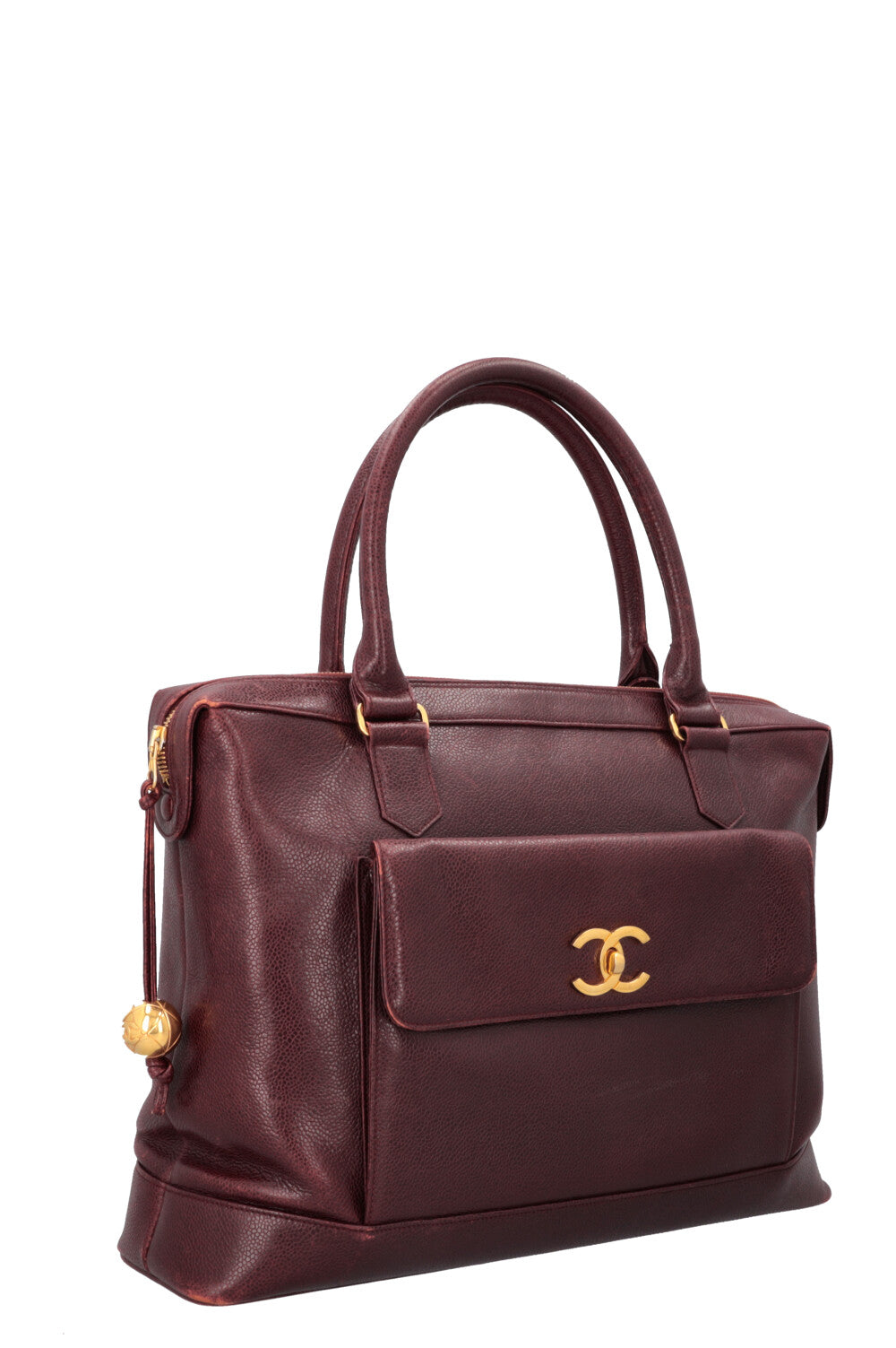 CHANEL Vintage CC Pocket Tote Caviar Bordeaux
