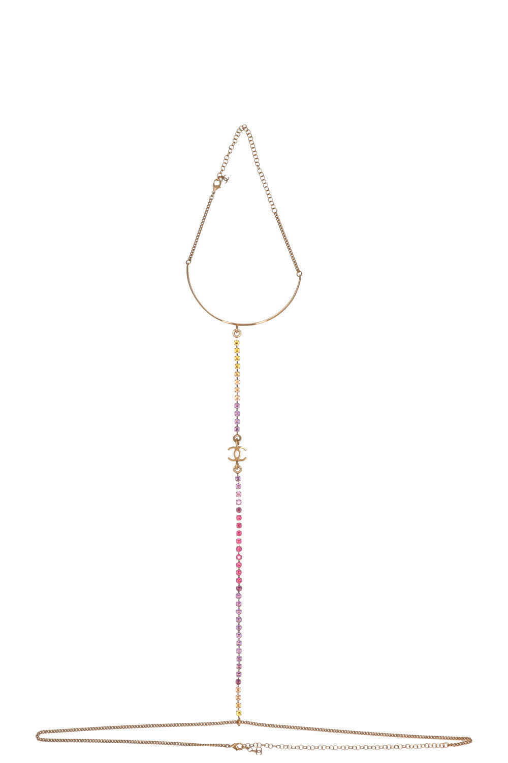CHANEL Choker Belly Chain Necklace Gold