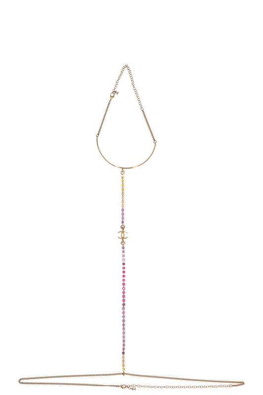 CHANEL Choker Belly Chain Necklace Gold