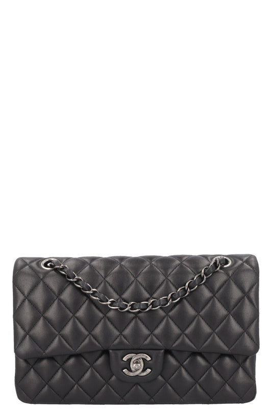 CHANEL Double Flap Bag Medium Rhodium Black