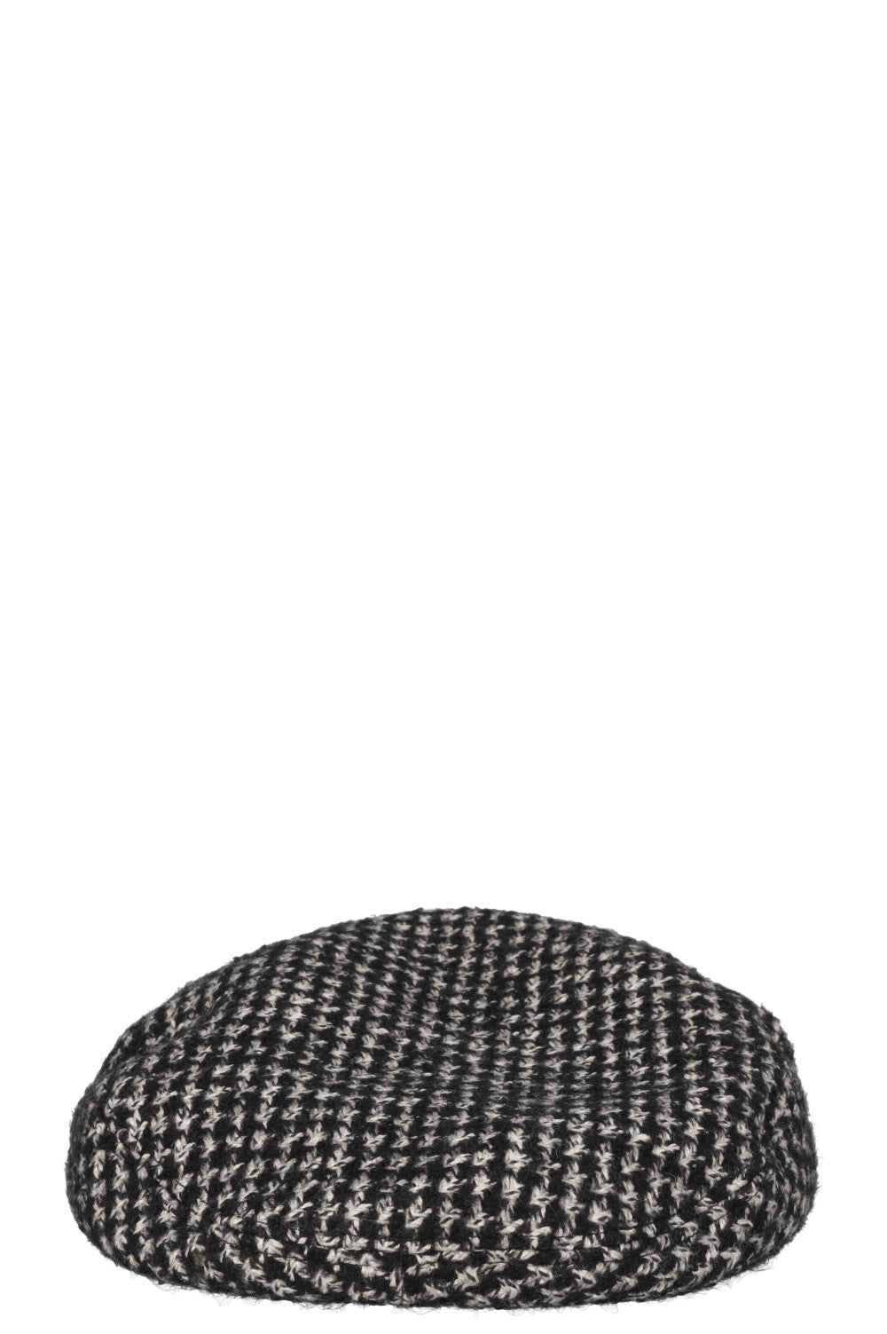 CHANEL CC Houndstooth Baker Boy Hat Tweed Black White
