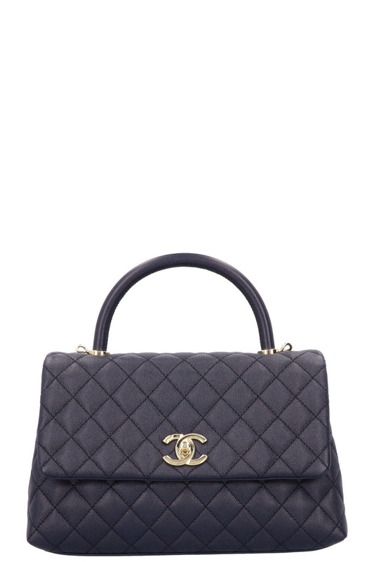 CHANEL Coco Handle Bag Caviar Blue