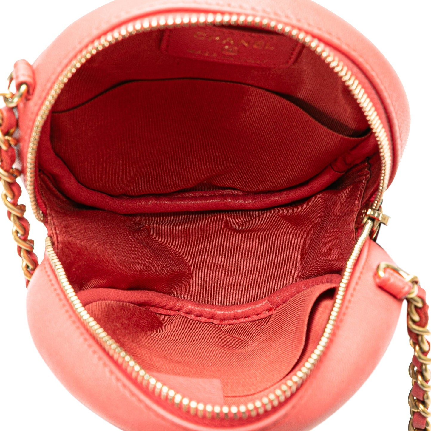 Pink Chanel Quilted Lambskin Lucky Charms Round Clutch with Chain Crossbody Bag