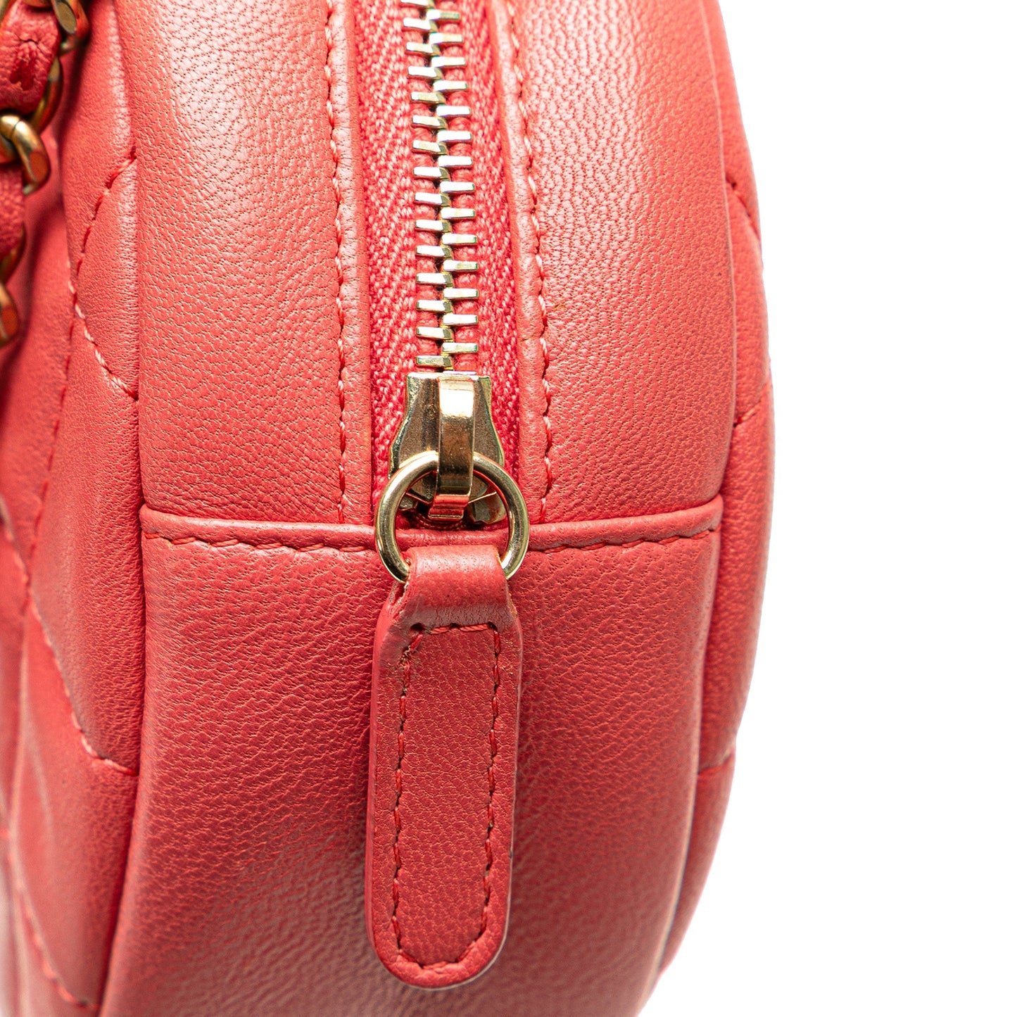 Pink Chanel Quilted Lambskin Lucky Charms Round Clutch with Chain Crossbody Bag