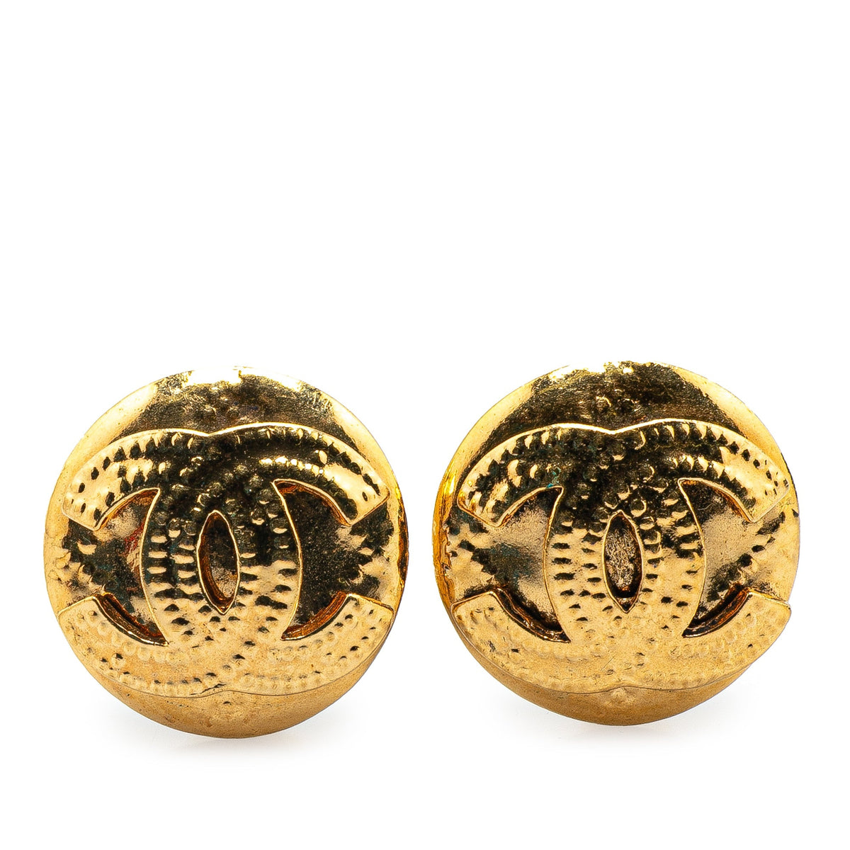 Gold Chanel Gold Plated CC Clip on Earrings