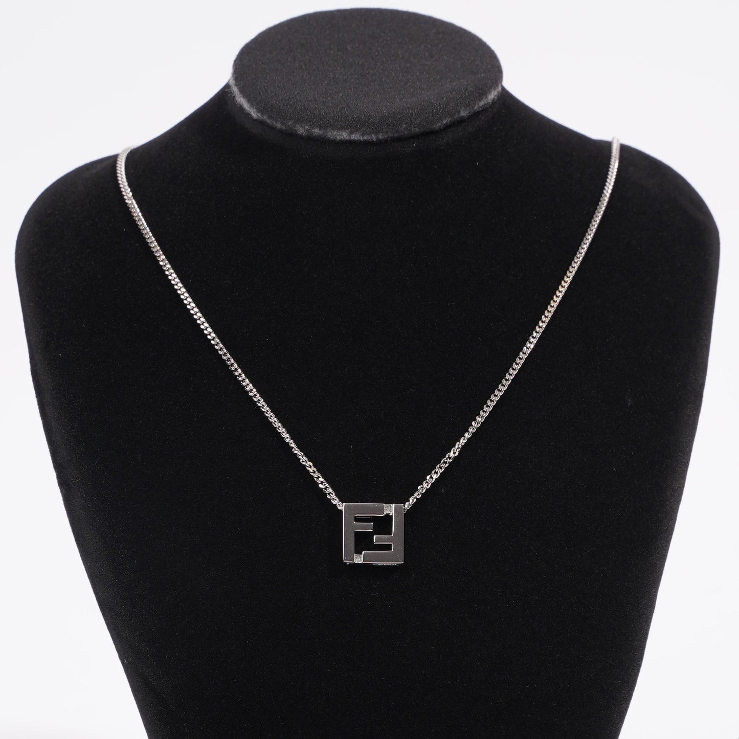 Fendi FF Pendant Necklace Silver Silver Sterling