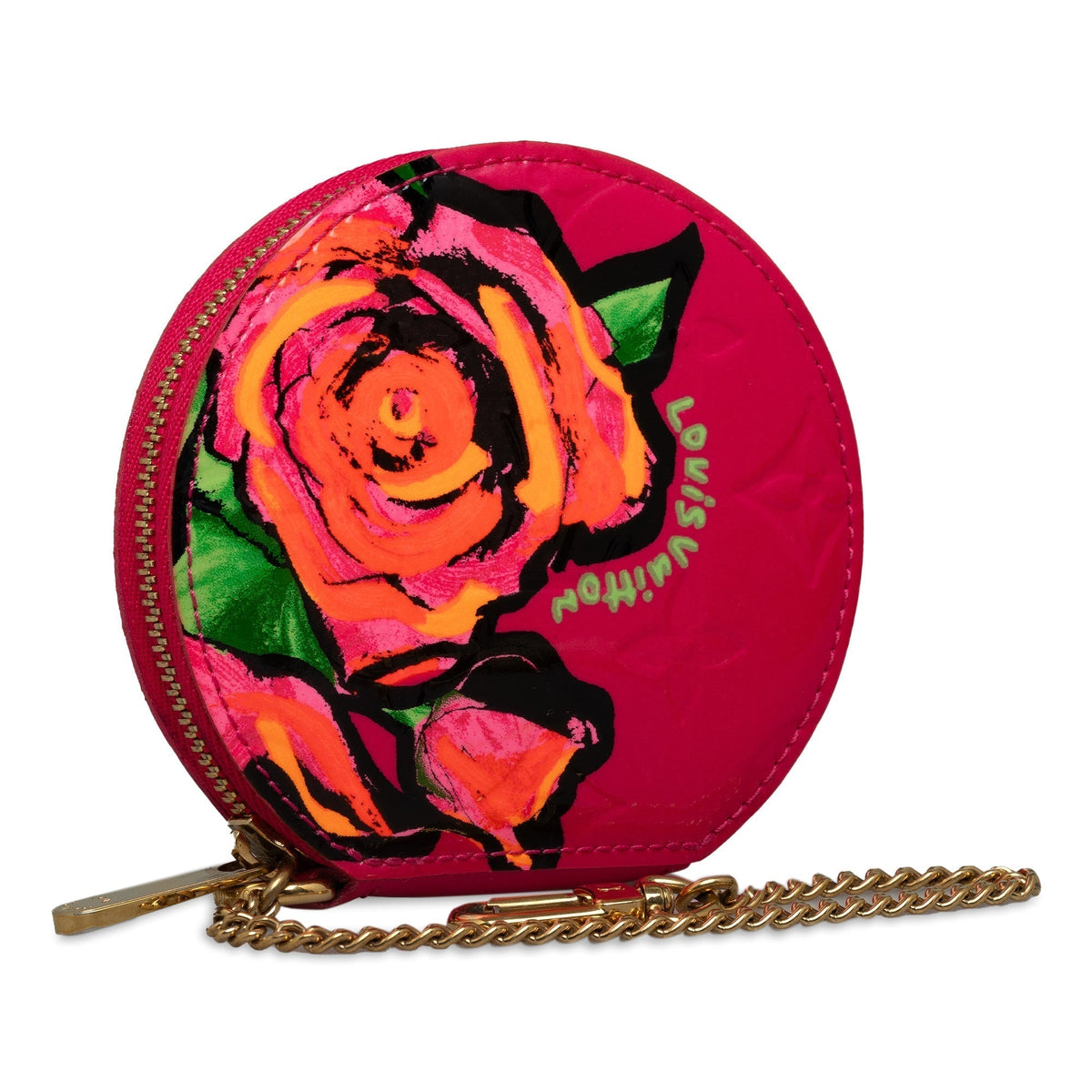 Pink Louis Vuitton Monogram Vernis Roses Coin Pouch