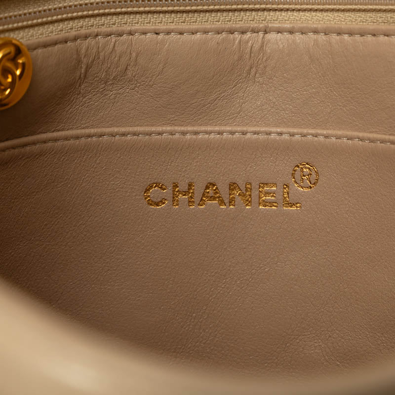CHANEL Vintage Flap Shoulder Bag Lambskin Beige Ladies