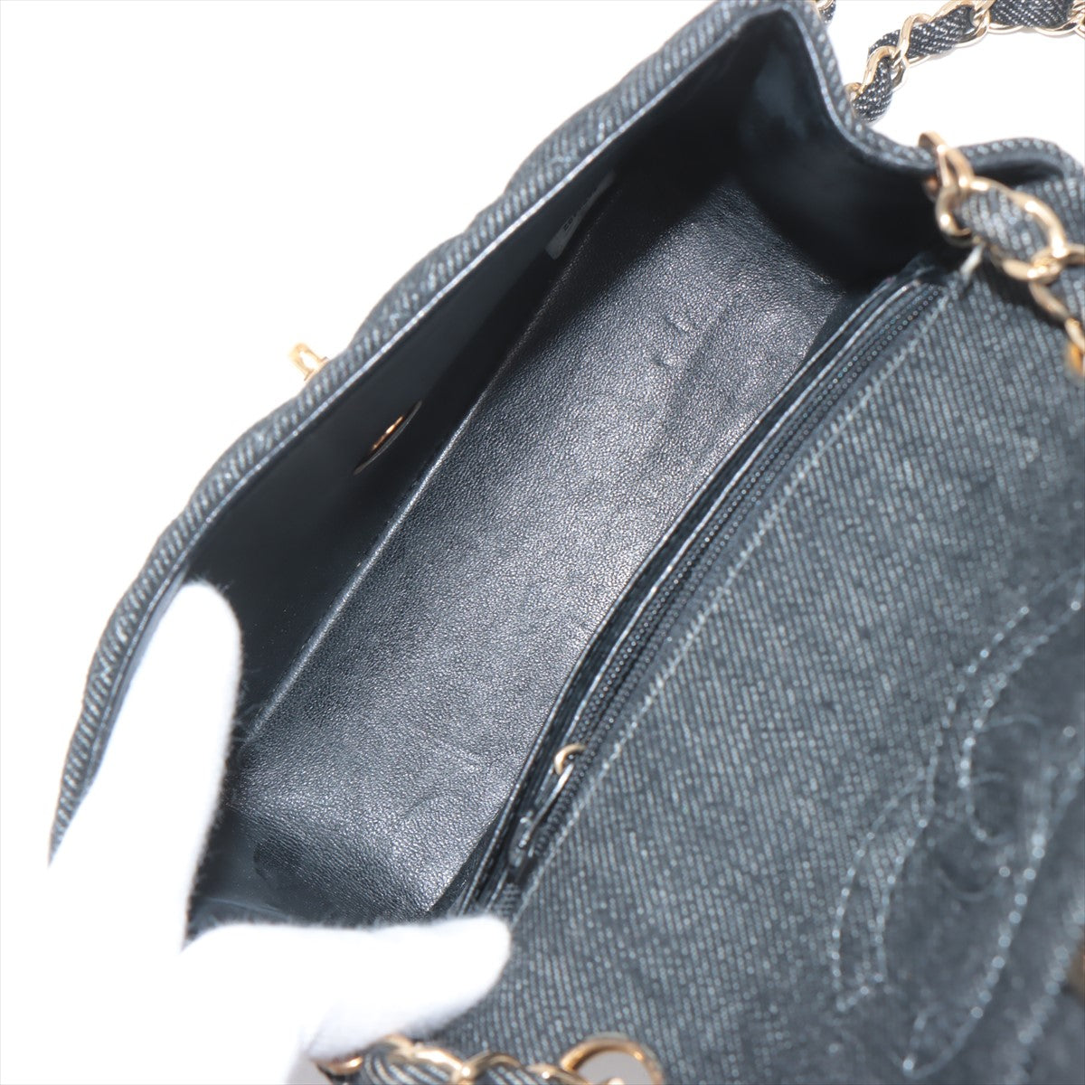 Chanel Mini Matrasse 17 Denim Single Flap Single Chain Bag Black G 5th A35200