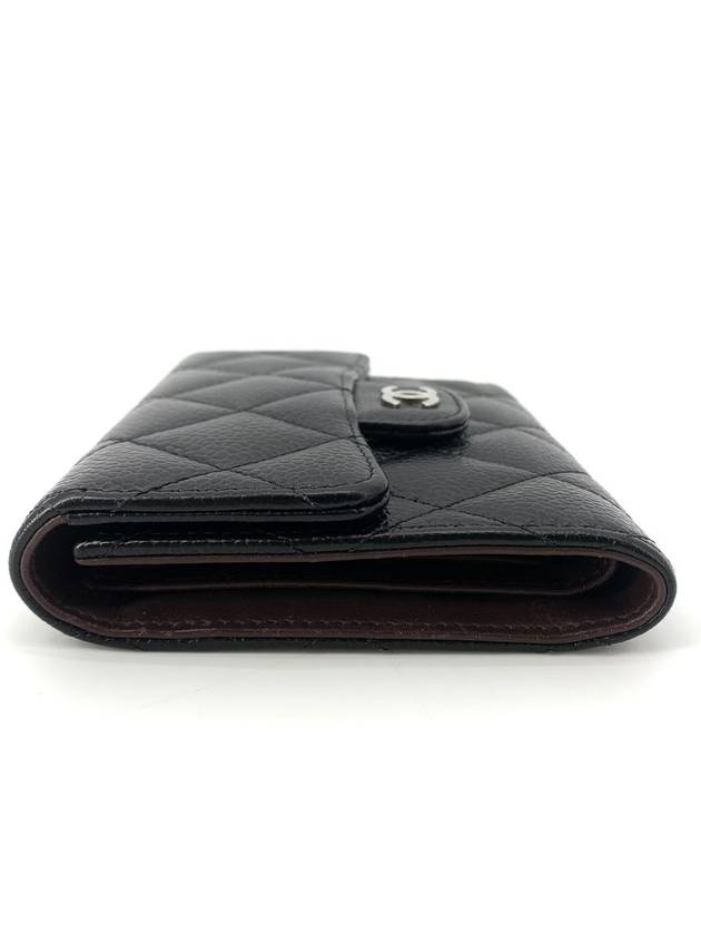 Classic Caviar Silver Logo Half Wallet Chanel
