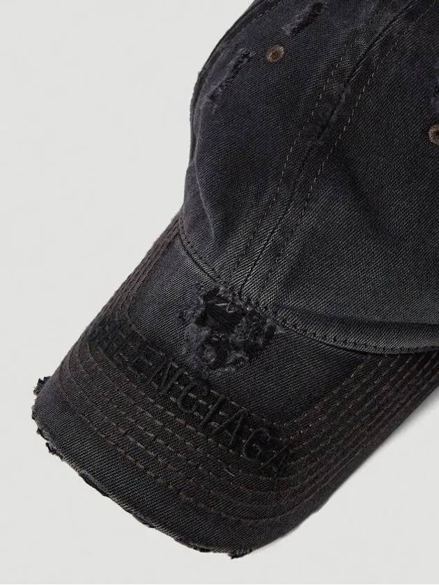 Luxury Balenciaga  Embroidered Logo Denim Ball Cap Dark Grey