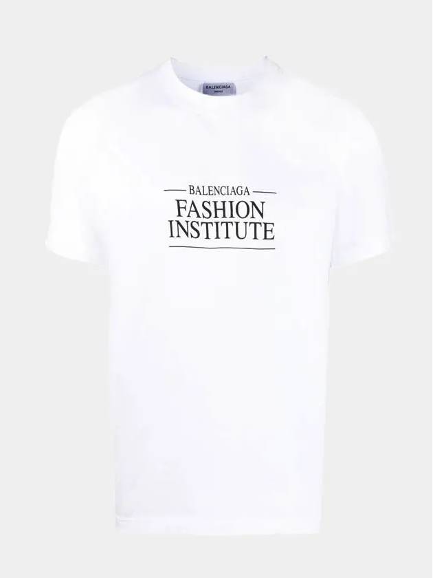 Luxury Balenciaga  Fashion Institute Medium Fit Short Sleeve T-Shirt White