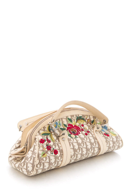 Dior Cream Monogram Canvas Trotteur Bowling HandBag